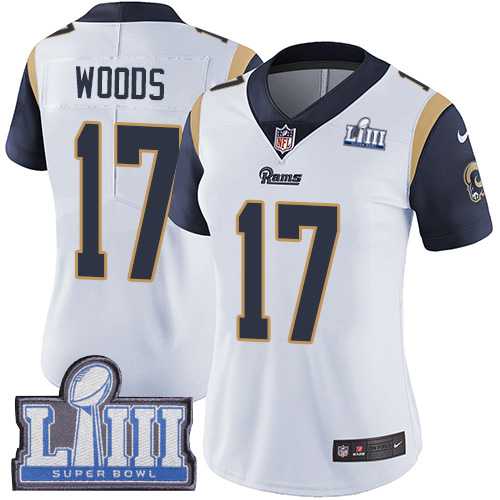 Women Nike Rams 17 Robert Woods White 2019 Super Bowl LIII Vapor Untouchable Limited Jersey,We sell and wholesale Women Nike Rams 17 Robert Woods White 2019 Super Bowl LIII Vapor Untouchable Limited Jersey on line form chian!